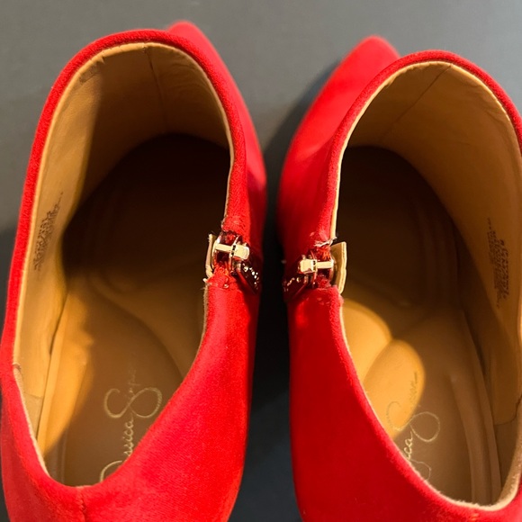 Red Suede Ankle Boots - Picture 4 of 6